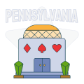 text showing pennsylvania above casino building