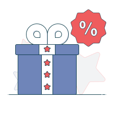 gift box next to percentage symbol