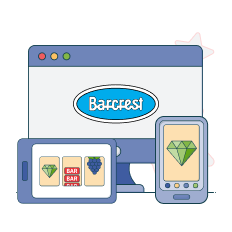 barcrest logo on tech devices