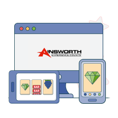 ainsworth logo on tech devices
