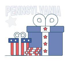 gift boxes in front of text showing pennsylvania