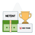 netent and red tiger logos with money and trophy symbols