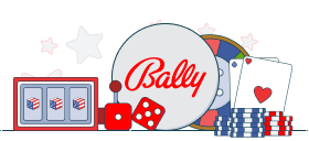 bally logo with casino games symbols