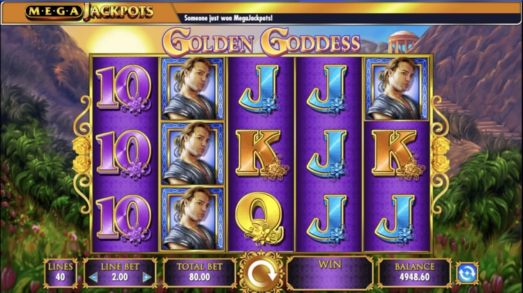 megajackpots golden goddess base game screenshot