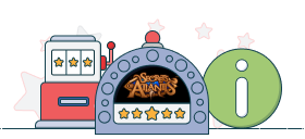 secrets of atlantis logo with info and slot machine symbols