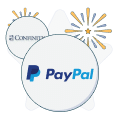 confinity and paypal logo with firework graphic