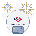 bank of america logo next to credit card graphic