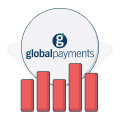 global payments logo next to a bar graph