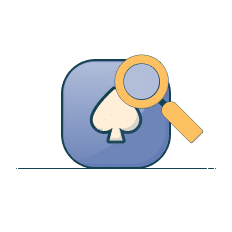 casino app icon next to magnifying glass graphic