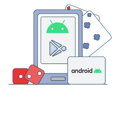 mobile phone with android and google play logo