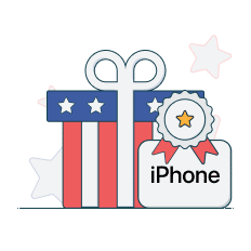 gift box graphic next to iphone logo
