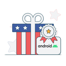 gift box graphic next to android logo
