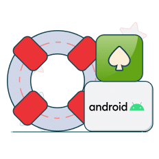 life saver floater graphic next to casino app icon and android logo