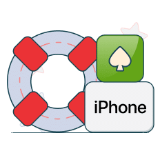 life saver floater graphic next to casino app icon and iphone logo