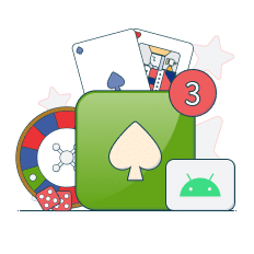 casino app icon next to roulette wheel and android logo