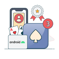 mobile phone and android logo next to casino app icon