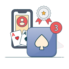 mobile phone graphic next to a casino app icon