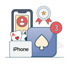 mobile phone and iphone logo next to casino app icon