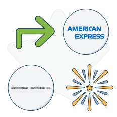 american express co. logo pointing out to american express logo