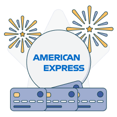 american express logo over three credit cards