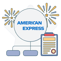 american express logo next to checklist