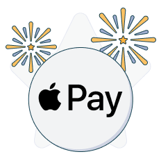 apple pay logo in front of fireworks