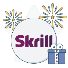 skrill logo next to gift box