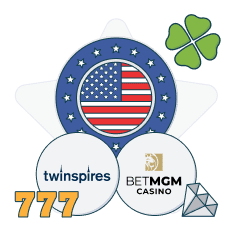 us flag on top of twinspires casino logo and betmgm casino logo