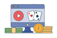 computer screen showing playing cards and play button