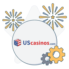 uscasinos logo next to cogwheels