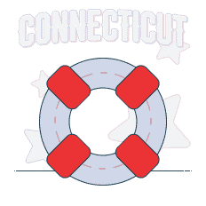 text showing connecticut above life saver float