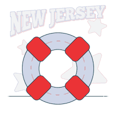 text showing new jersey above life saver float