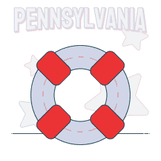 text showing pennsylvania above life saver float