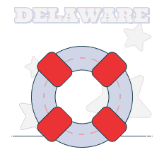 text showing delaware above life saver float