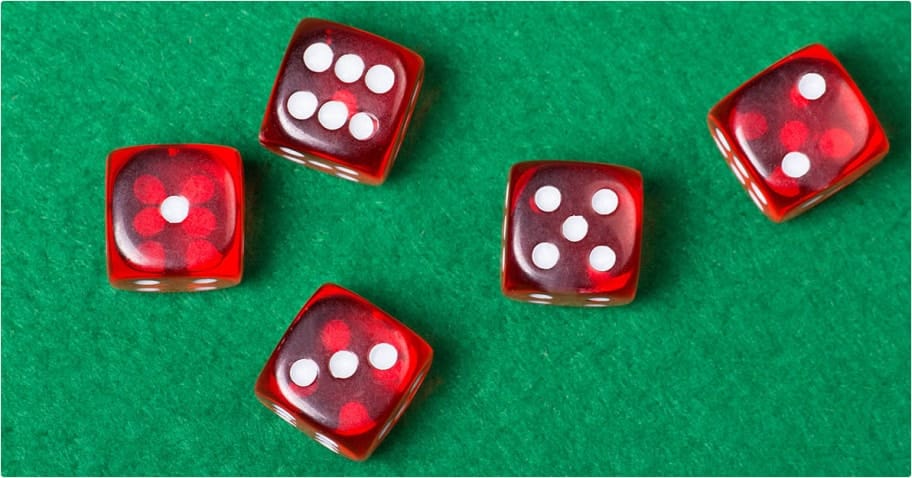 dices on a casino table