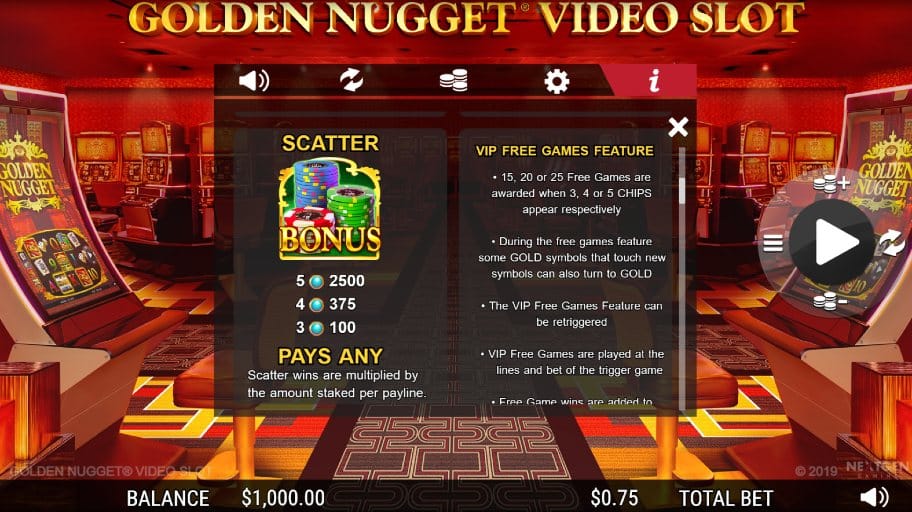Golden Nugget Video Slot bonus feature