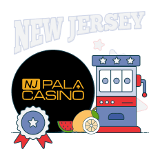 pala casino logo next to slot machine and text showing new jersey