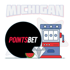 pointsbet logo next to slot machine and text showing michigan