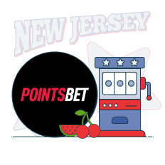 pointsbet logo next to slot machine and text showing new jersey