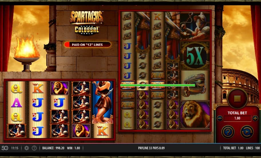 Spartacus super colossal reels gameplay